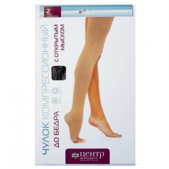 ЧУЛОК КОМПРЕССИОННЫЙ ДО БЕДРА ЦЕНТР КОМПРЕСС кремовый 2 класс компр. р.4