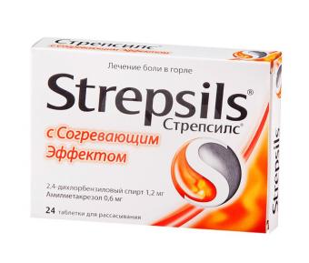 СТРЕПСИЛС С СОГРЕВАЮЩИМ ЭФФЕКТОМ табл. д/рассас. №24