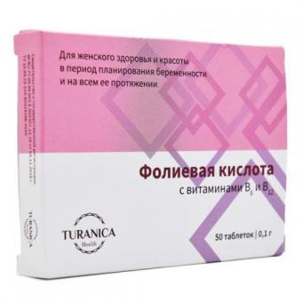 TURANICA ФОЛИЕВАЯ КИСЛОТА С ВИТАМИНАМИ В6 И В12 табл. №50