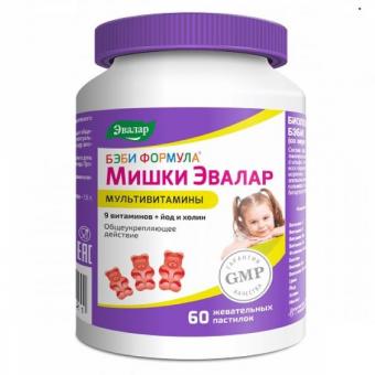ЭВАЛАР БЭБИ ФОРМУЛА МИШКИ пастилки мультивитамины №60