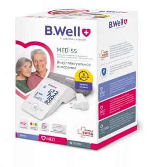 БИ ВЕЛЛ (B.WELL) ПРИБОР (ТОНОМЕТР) ИЗМ. АРТ. ДАВЛЕНИЯ АВТОМАТ + АДАПТЕР И УНИВЕРСАЛЬНАЯ МАНЖЕТА MED-55