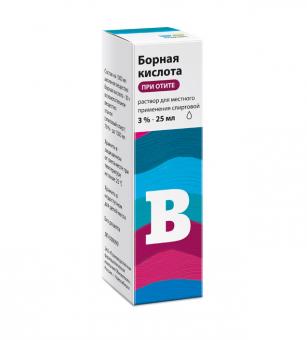 БОРНАЯ КИСЛОТА РЕНЕВАЛ р-р спирт. наруж. 3% тюб.- кап. 25 мл
