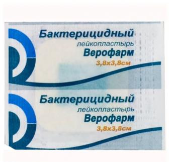 ЛЕЙКОПЛАСТЫРЬ БАКТЕРИЦИДНЫЙ ВЕРОФАРМ 3,8см х 3,8см