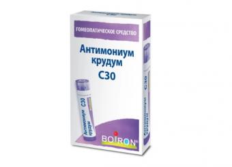 АНТИМОНИУМ КРУДУМ C30 гранулы гомеопатич. 4 гр