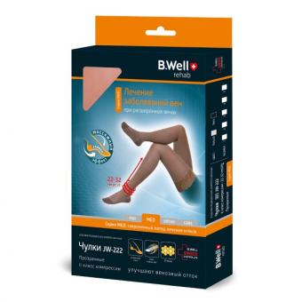 ЧУЛКИ КОМПРЕССИОННЫЕ БИ ВЕЛЛ (B.WELL) JW-222 натуральн. (ажурный верх) 2 класс компр. р.3