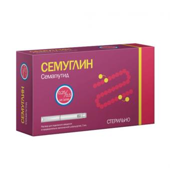СЕМУГЛИН р-р д/инъекц. п/к 1,34 мг/мл шприц-ручка 3 мл №1 (0,25/0,5 мг/доза) + 8 игл