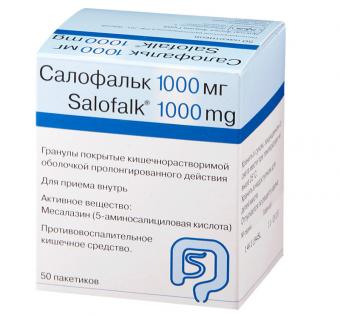 САЛОФАЛЬК гранулы к/р пролонг. п/о 1 г пак. №50