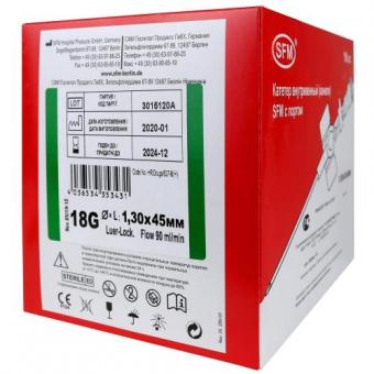 КАТЕТЕР ВНУТРИВЕННЫЙ SFM G18 (1.3 х 45 мм) №100