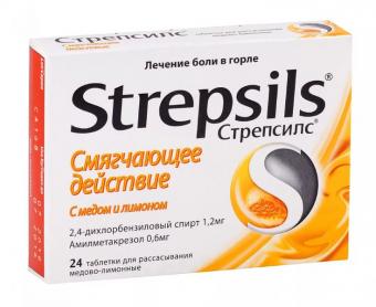 СТРЕПСИЛС СМЯГЧАЮЩЕЕ ДЕЙСТВИЕ мед-лимон табл. д/рассас. №24