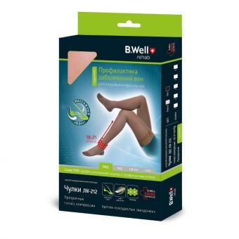 ЧУЛКИ КОМПРЕССИОННЫЕ БИ ВЕЛЛ (B.WELL) JW-212 натуральн. (ажурный верх) 1 класс компр. р.4