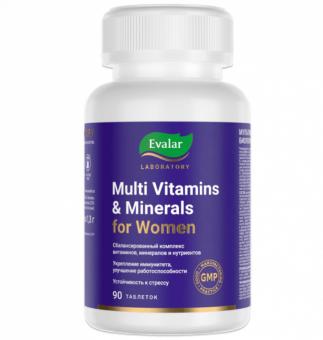 МУЛЬТИВИТАМИНЫ И МИНЕРАЛЫ ЖЕНСКИЕ ЭВАЛАР табл. п/о №90