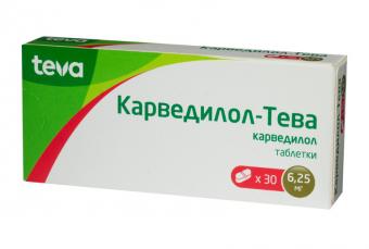 КАРВЕДИЛОЛ ТЕВА табл. 6,25 мг №30