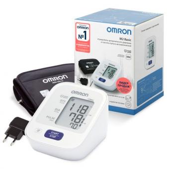 ОМРОН (OMRON) ПРИБОР (ТОНОМЕТР) ИЗМ. АРТ. ДАВЛЕНИЯ АВТОМАТ + АДАПТЕР И УНИВЕРСАЛЬНАЯ МАНЖЕТА M2 BASIC (HEM-7121-ALRU)
