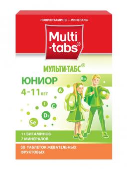 МУЛЬТИ-ТАБС ЮНИОР фруктовый вкус табл. жеват. №30