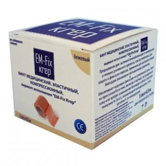 БИНТ ЭЛАСТИЧНЫЙ EM-FIX KREP бежевый 5см х 4,5м