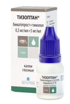 ТИЗОПТАН капли глазные 0,3+5 мг/мл фл.- кап. 3 мл