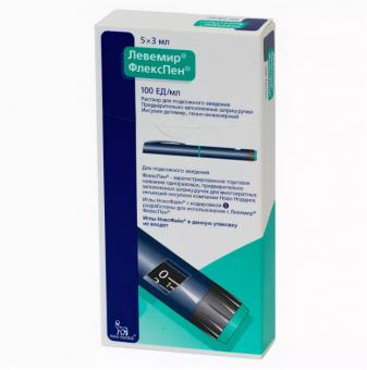 ЛЕВЕМИР ФЛЕКСПЕН р-р д/инъекц. п/к 100 ЕД/мл шпр.- ручка 3 мл №5