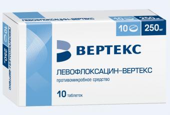 ЛЕВОФЛОКСАЦИН ВЕРТЕКС табл. п/о плен. 250 мг №10