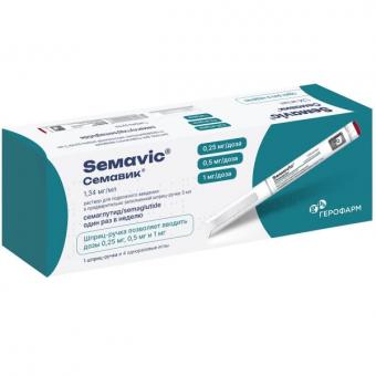 СЕМАВИК р-р д/инъекц. п/к 1,34 мг/мл шприц-ручка 3 мл №1 (0,25/0,5 мг/1 мг/доза) + 4 иглы