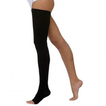 ЧУЛОК КОМПРЕССИОННЫЙ ДО БЕДРА КРУГЛОВЯЗАНЫЙ черный 3 класс компр. р.2