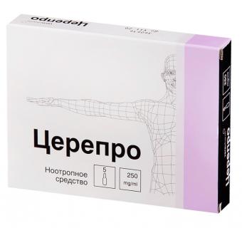 ЦЕРЕПРО р-р д/инъекц. в/в, в/м 250 мг/мл амп. 4 мл №5