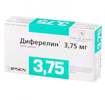 ДИФЕРЕЛИН лиоф. д/приг. сусп. инъекц. 3,75 мг фл. с растворит.