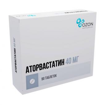 АТОРВАСТАТИН ОЗОН табл. п/о плен. 40 мг №90