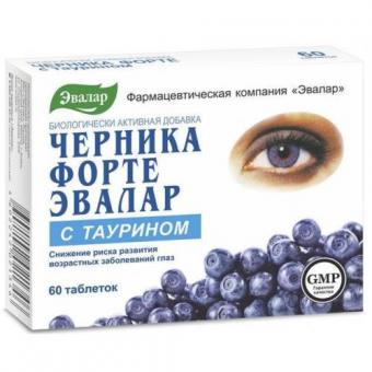 ЧЕРНИКА ФОРТЕ С ТАУРИНОМ ЭВАЛАР табл. №60