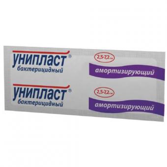 ЛЕЙКОПЛАСТЫРЬ АМОРТИЗИРУЮЩИЙ УНИПЛАСТ 2,5см х 7,2см