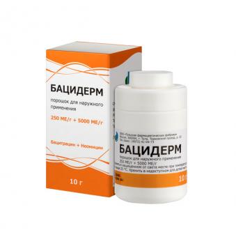 БАЦИДЕРМ пор. наруж. фл.-доз 10 гр