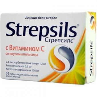 СТРЕПСИЛС ВИТАМИН С апельсин табл. д/рассас. №36