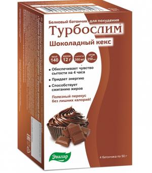 ТУРБОСЛИМ ДЛЯ ПОХУДЕНИЯ ЭВАЛАР батончик шоколадный кекс 50 гр №4