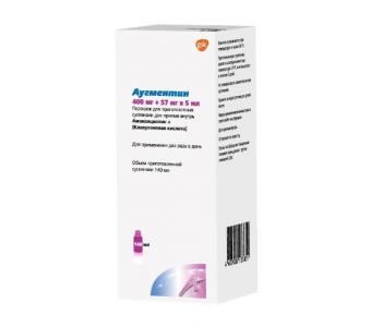 АУГМЕНТИН пор. д/приг. сусп. 400+57 мг/5 мл фл. 140 мл
