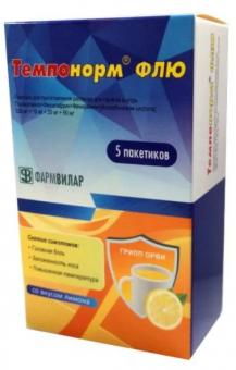 ТЕМПОНОРМ ФЛЮ лимон пор д/приг.р-ра внутрь пак. №5