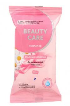 БЬЮТИ КАРЕ  САЛФЕТКИ ДЛЯ ИНТИМНОЙ ГИГИЕНЫ ромашка/молочная кислота №20