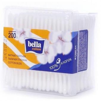БЕЛЛА ВАТНЫЕ ПАЛОЧКИ COTTON пластик квадратная коробка №200