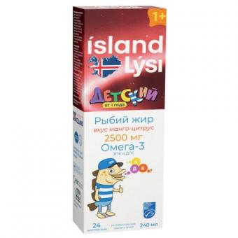 LYSI РЫБИЙ ЖИР ДЕТСКИЙ р-р внутр. манго/цитрус 240 мл