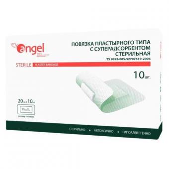 ПОВЯЗКА ПЛАСТЫРНОГО ТИПА АНДЖЕЛ суперабсорбирующая 10см х 20см №10