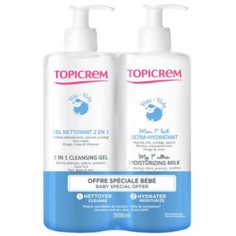 ТОПИКРЕМ МОЕ 1-ОЕ НАБОР (ультра-увлаж. молочко 500мл + очищ. гель 500мл)