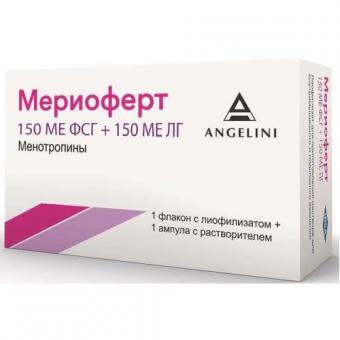 МЕРИОФЕРТ лиоф. д/приг. р-ра в/м и п/к 150 МЕ ФСГ+150 МЕ ЛГ фл. №1