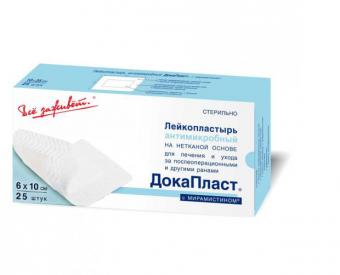 ЛЕЙКОПЛАСТЫРЬ АНТИМИКРОБНЫЙ ДОКАПЛАСТ мирамистин 6см х 10см №25