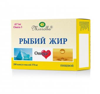 РЫБИЙ ЖИР ОЧИЩЕННЫЙ МИРРОЛЛА капс. 370 мг №200