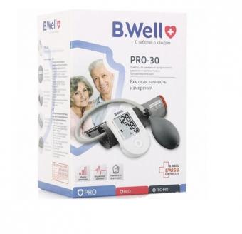 БИ ВЕЛЛ (B.WELL) ПРИБОР (ТОНОМЕТР) ИЗМ. АРТ. ДАВЛЕНИЯ ПОЛУАВТОМАТ PRO-30