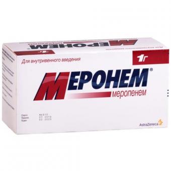 МЕРОНЕМ пор. д/приг. инъекц. 1000 мг фл. №10