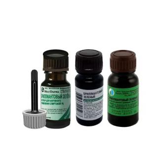 БРИЛЛИАНТОВЫЙ ЗЕЛЕНЫЙ р-р наруж. 1% 10 мл с лопат.