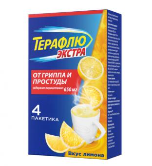 ТЕРАФЛЮ ЭКСТРА лимон пор д/приг.р-ра внутрь пак.-саше №4