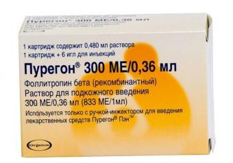 ПУРЕГОН р-р д/инъекц. п/к 300 МЕ картридж 0,36 мл №1