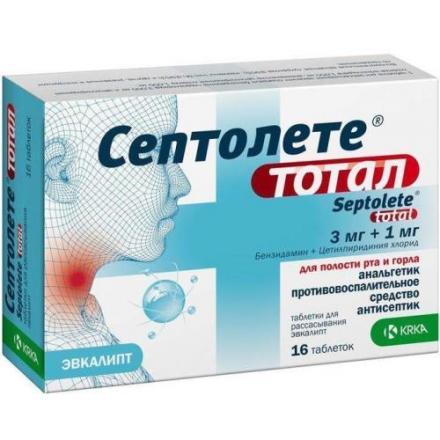 СЕПТОЛЕТЕ ТОТАЛ эвкалипт табл. д/рассас. №16