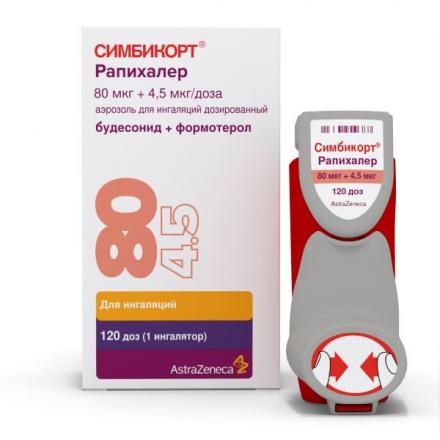 СИМБИКОРТ РАПИХАЛЕР аэр. ингал. 80+4,5 мкг/доза фл.-доз 120 доз