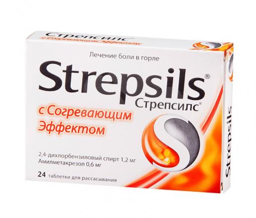 СТРЕПСИЛС С СОГРЕВАЮЩИМ ЭФФЕКТОМ табл. д/рассас. №24